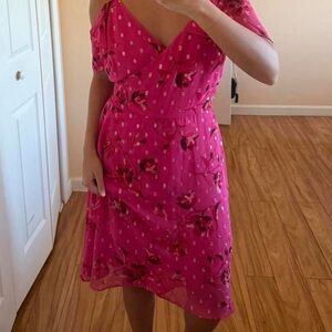 White House Black Market Pink Floral Asymmetrical Dress